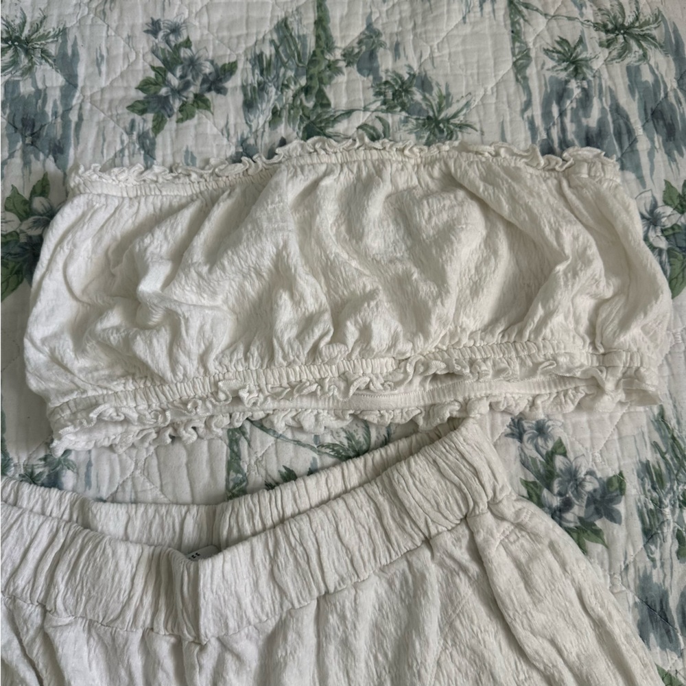 Free People Twyla Beach Shorts Top Bandeau Bra Set M Ivory White Free-EST - Picture 11 of 15